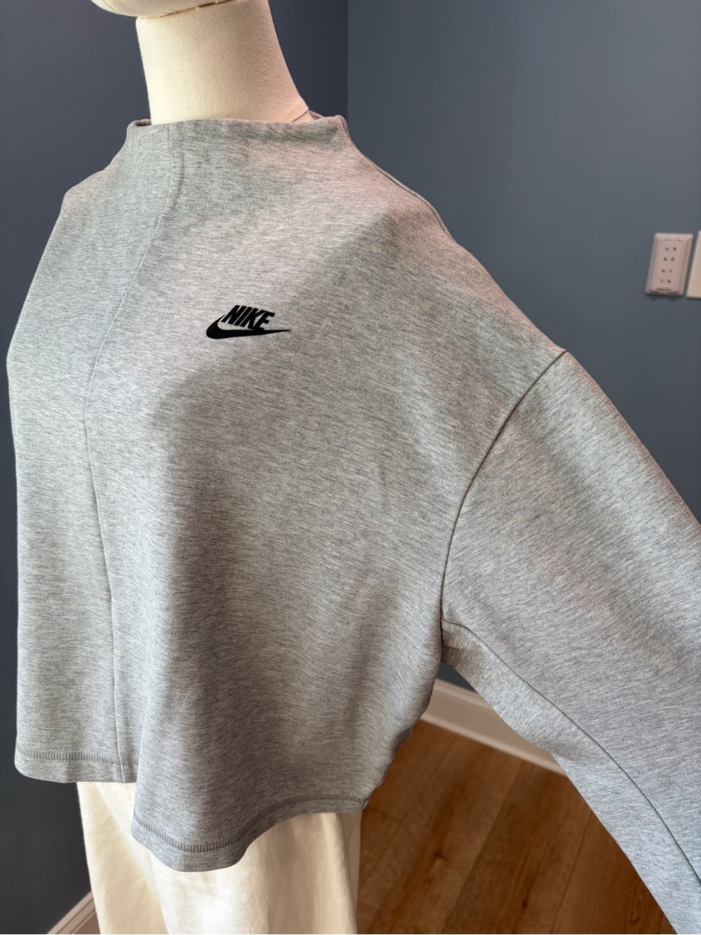 Nike Sportswear Tech Fleece Crewneck Sweatshirt Gray Zip Sleeve Size Large - Picture 4 of 10